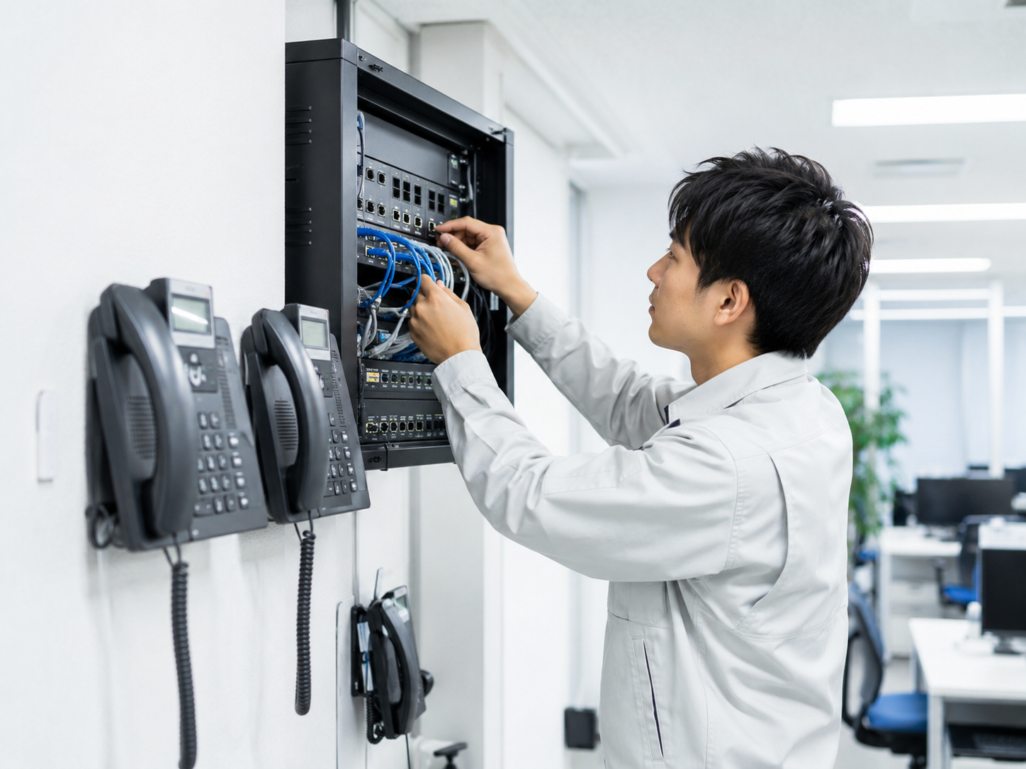 オフィス内での電話工事のイメージ